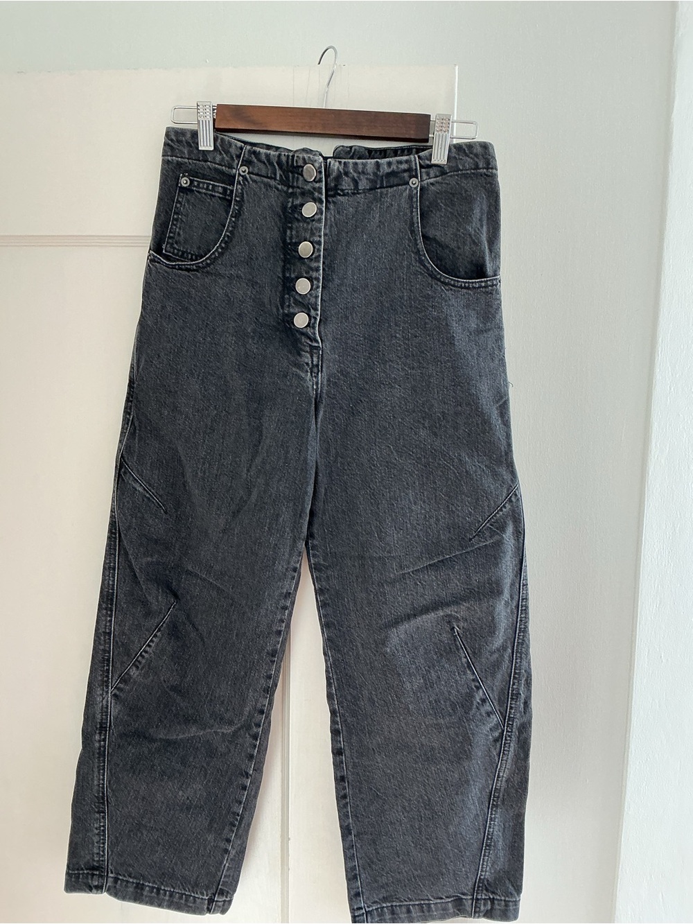 Rachel Comey High-Rise Button-Front Jeans — Washed Black